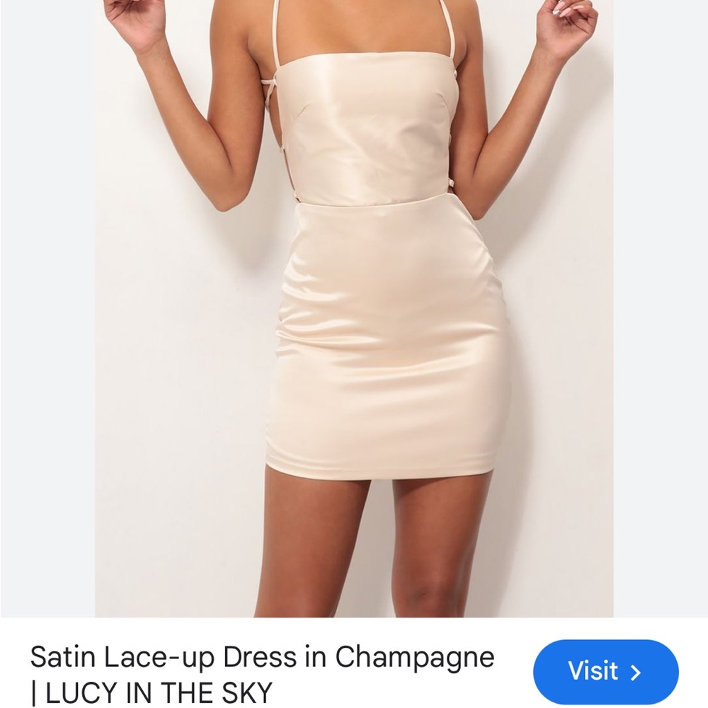 Lucy in the Sky Champagne Satin Dress comes with free dress see in pictures